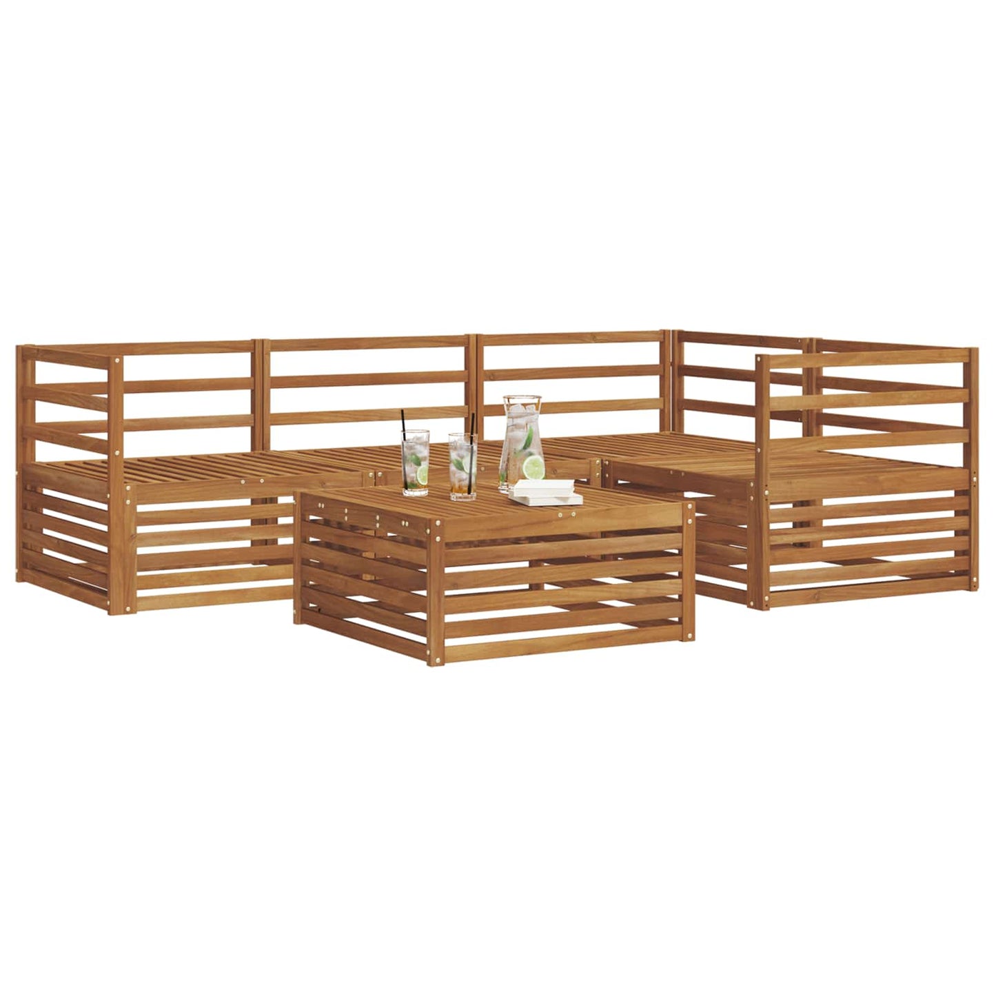 Utendørs sofa-sett 5 pcs Naturlig Solid akasietre vidaXL