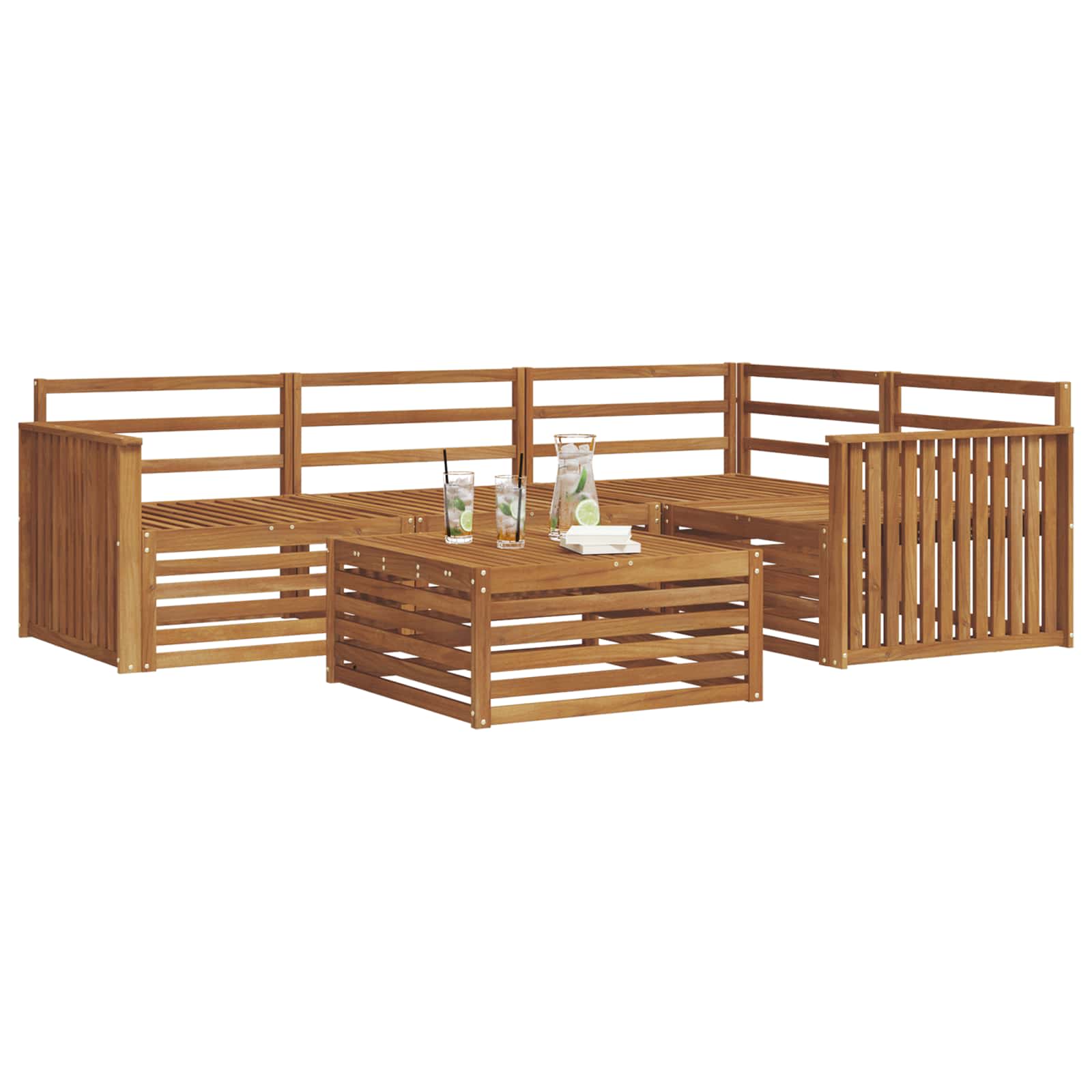 Utendørs sofa-sett 5 pcs Naturlig Solid akasietre vidaXL