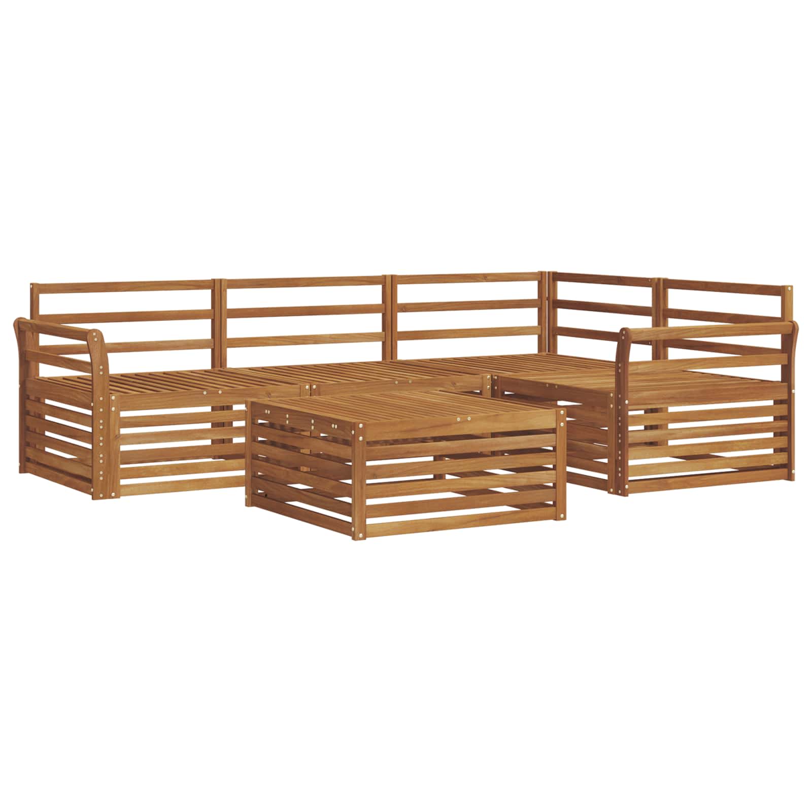 Utendørs sofa-sett 5 pcs Naturlig Solid akasietre vidaXL