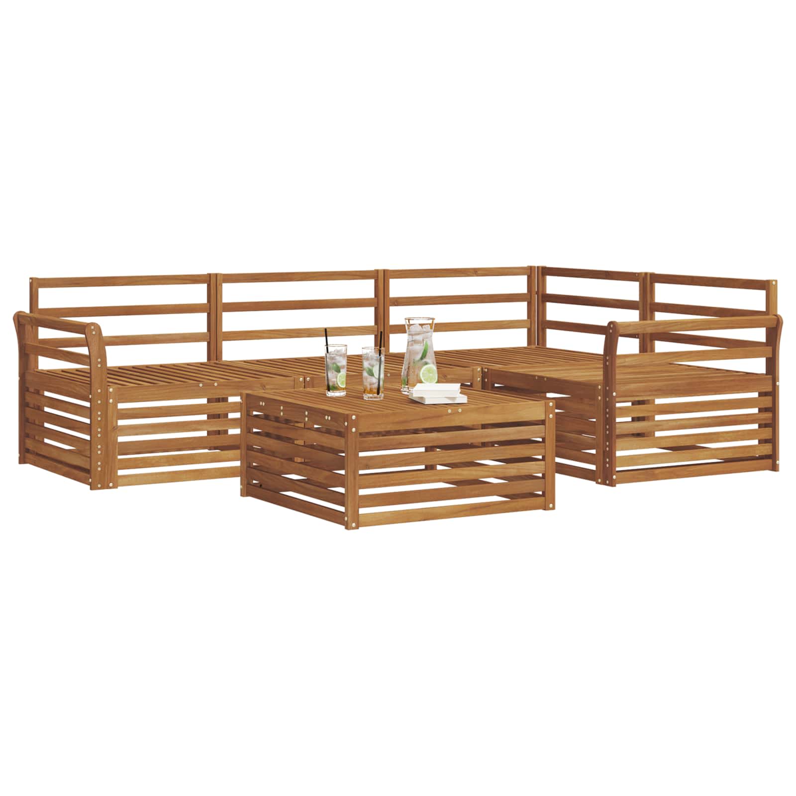Utendørs sofa-sett 5 pcs Naturlig Solid akasietre vidaXL