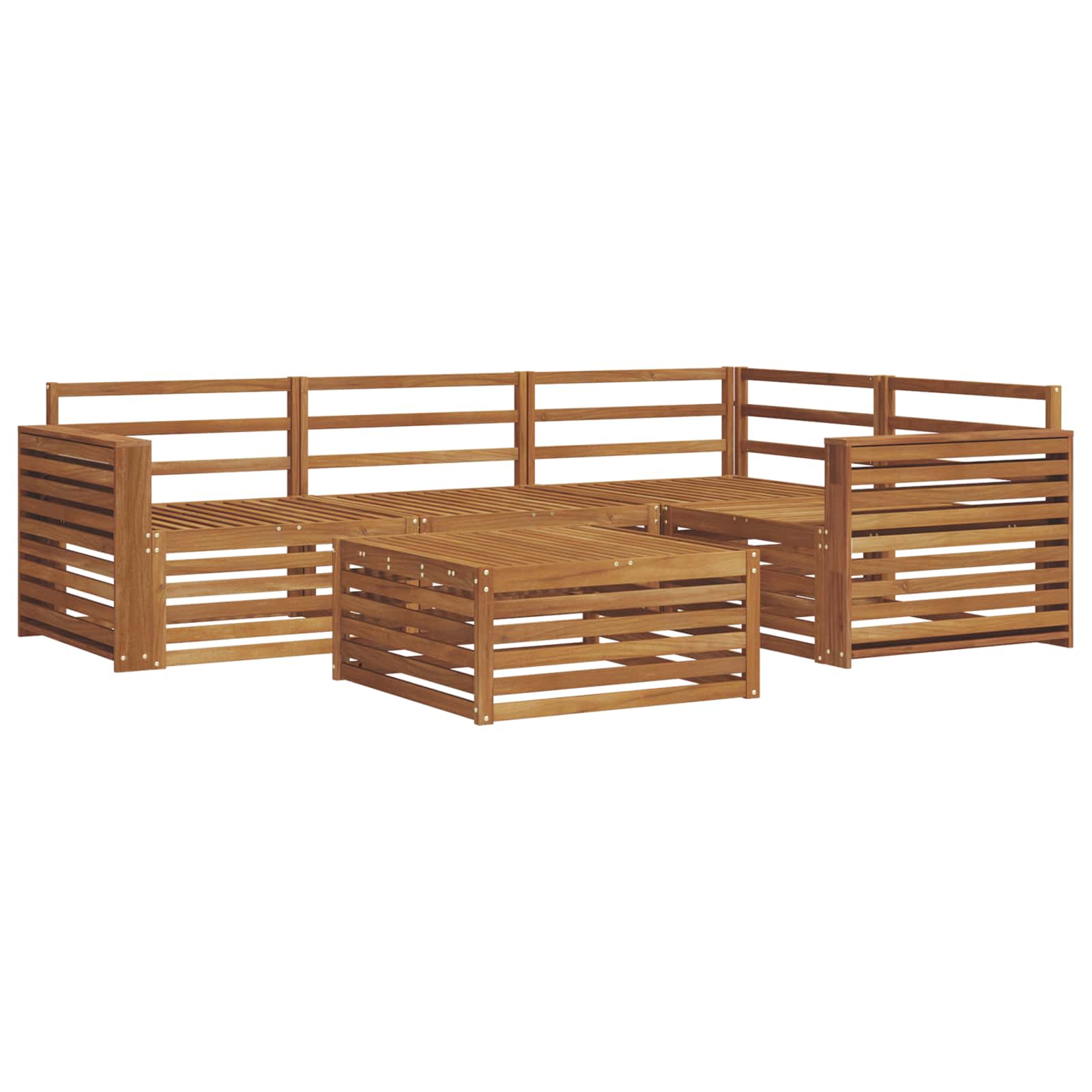 Utendørs sofa-sett 5 pcs Naturlig Solid akasietre vidaXL