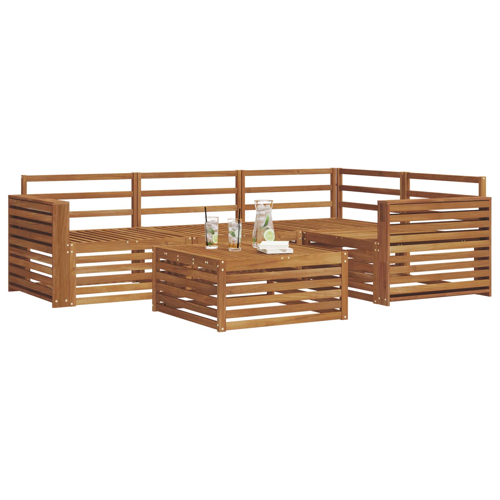 Utendørs sofa-sett 5 pcs Naturlig Solid akasietre vidaXL