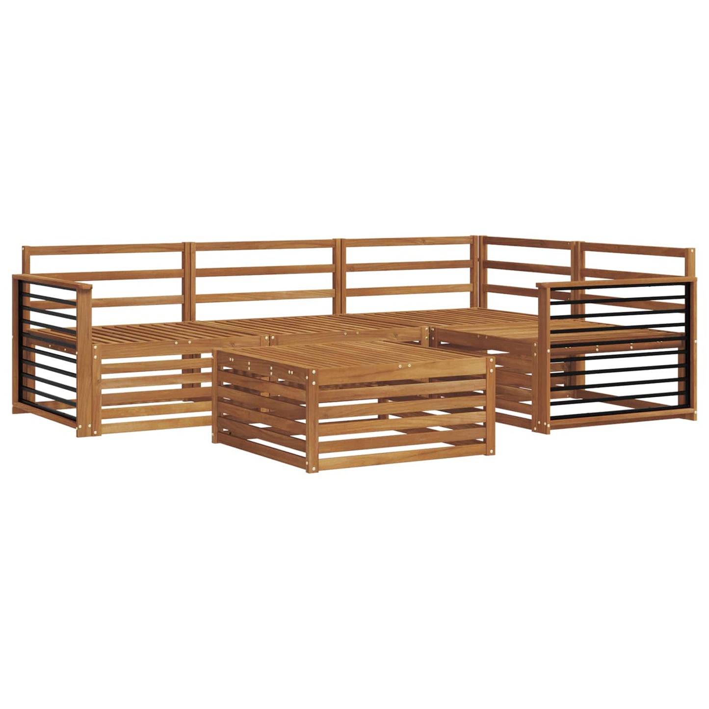 Utendørs sofa-sett 5 pcs Naturlig Solid akasietre vidaXL
