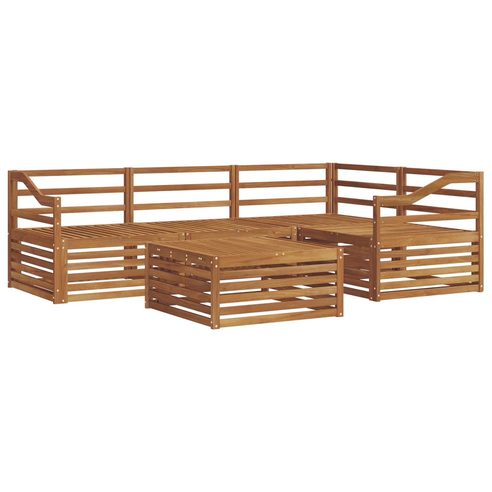 Utendørs sofa-sett 5 pcs Naturlig Solid akasietre vidaXL