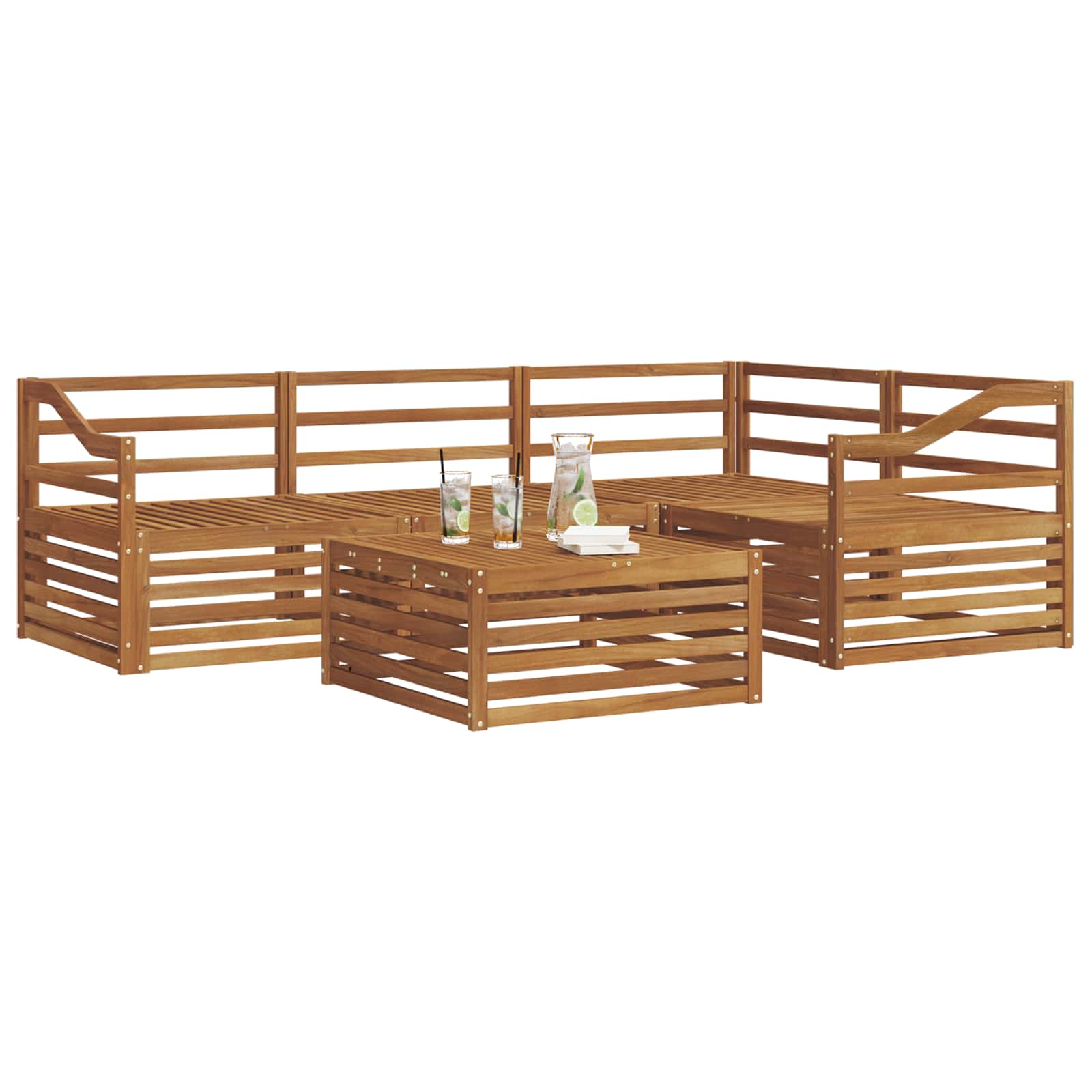 Utendørs sofa-sett 5 pcs Naturlig Solid akasietre vidaXL