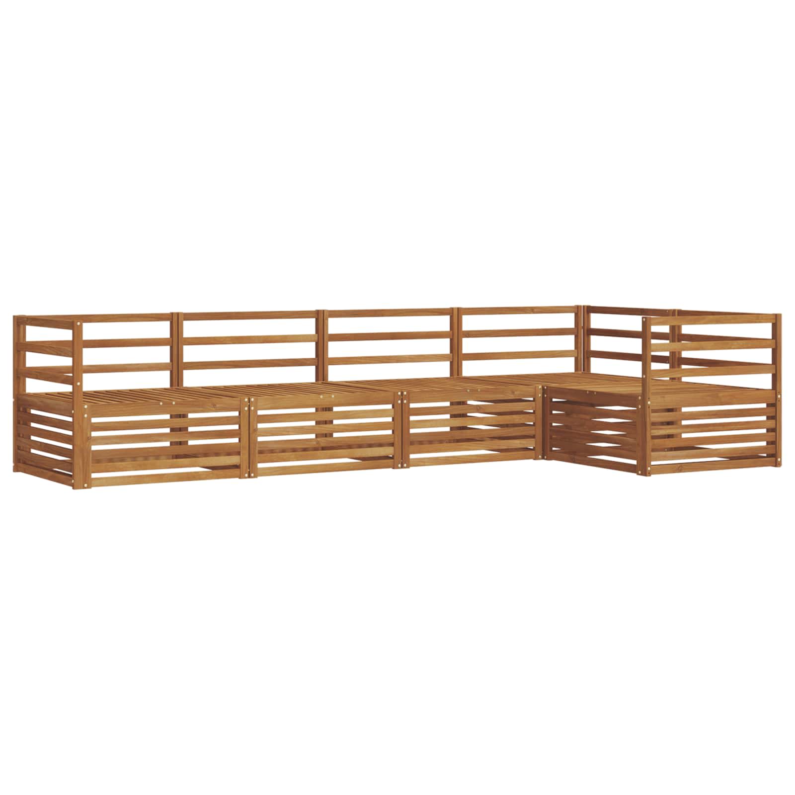 Utendørs sofa-sett 5 pcs Naturlig Solid akasietre vidaXL