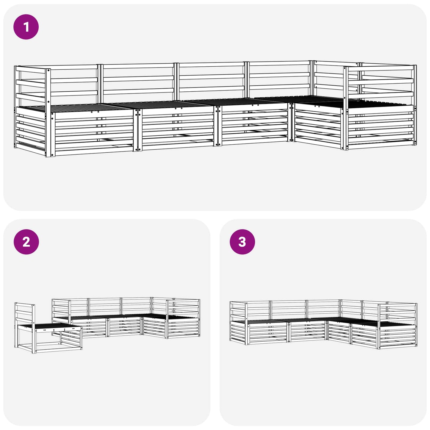 Utendørs sofa-sett 5 pcs Naturlig Solid akasietre vidaXL