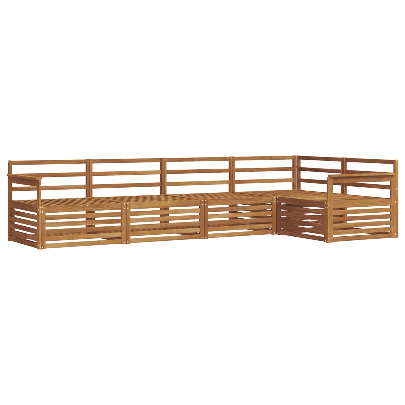 Utendørs sofa-sett 5 pcs Naturlig Solid akasietre vidaXL