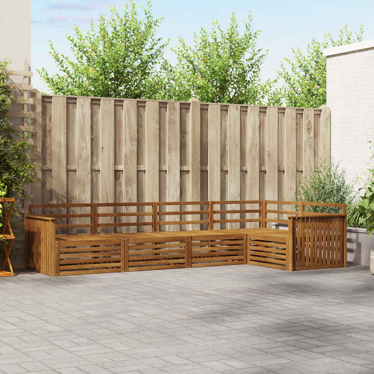 Utendørs sofa-sett 5 pcs Naturlig Solid akasietre vidaXL