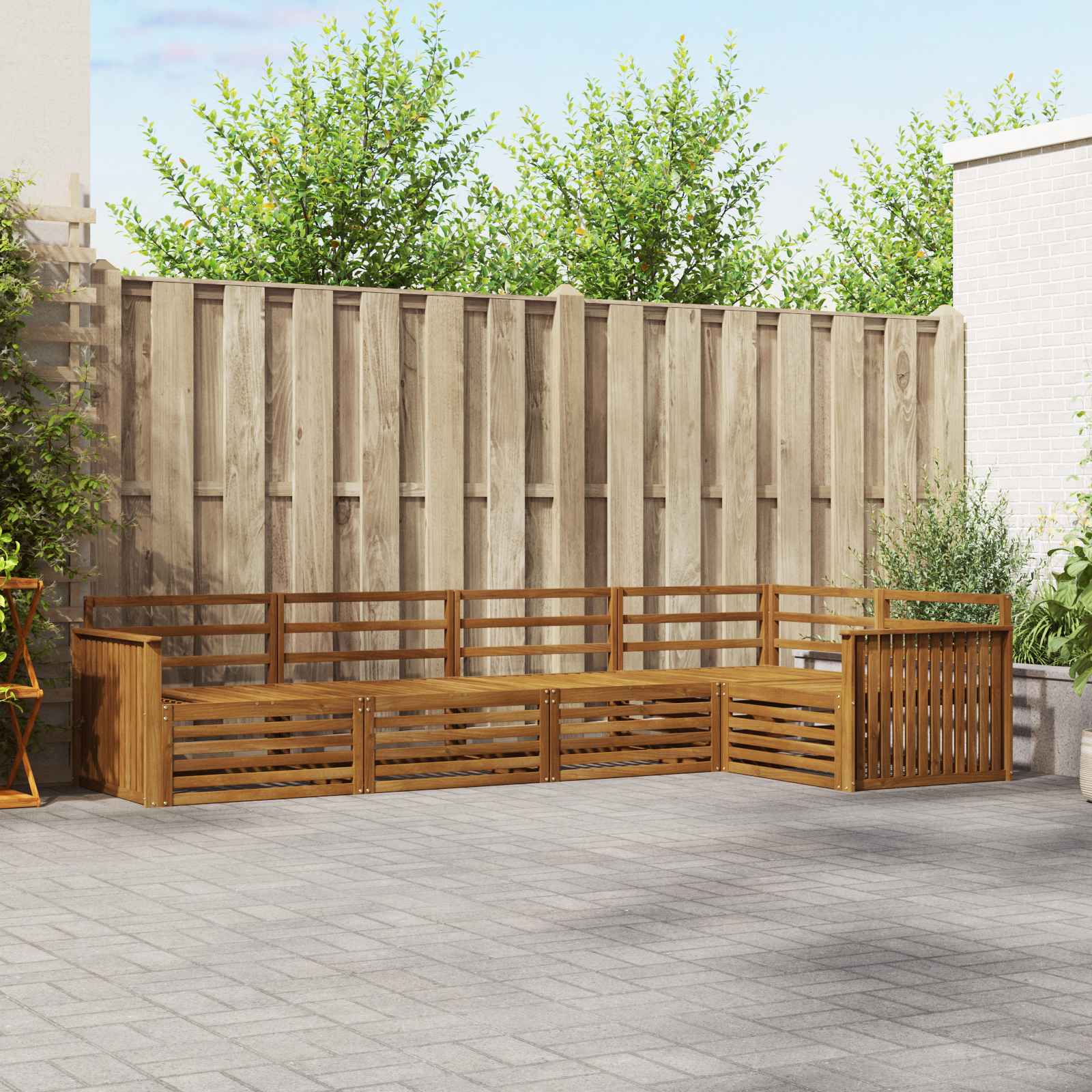 Utendørs sofa-sett 5 pcs Naturlig Solid akasietre vidaXL