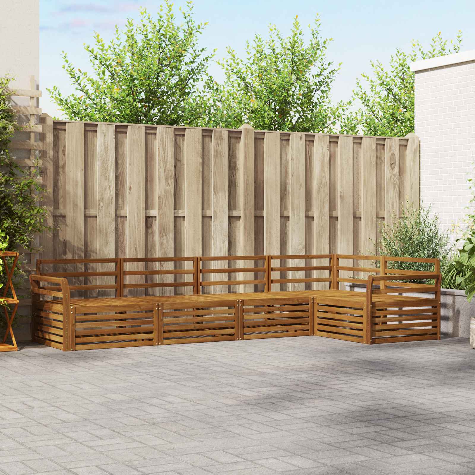 Utendørs sofa-sett 5 pcs Naturlig Solid akasietre vidaXL