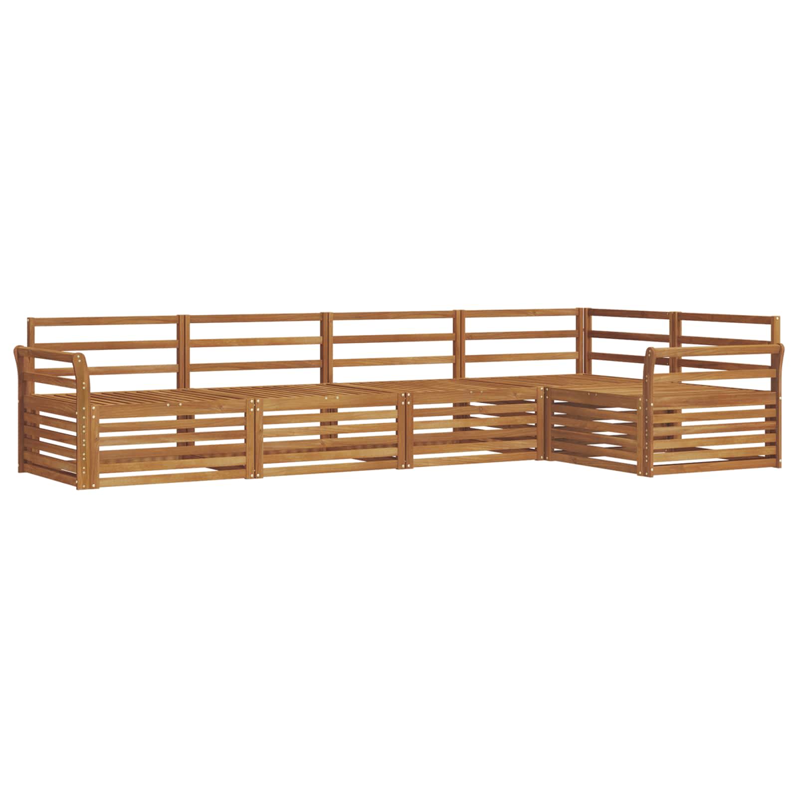 Utendørs sofa-sett 5 pcs Naturlig Solid akasietre vidaXL
