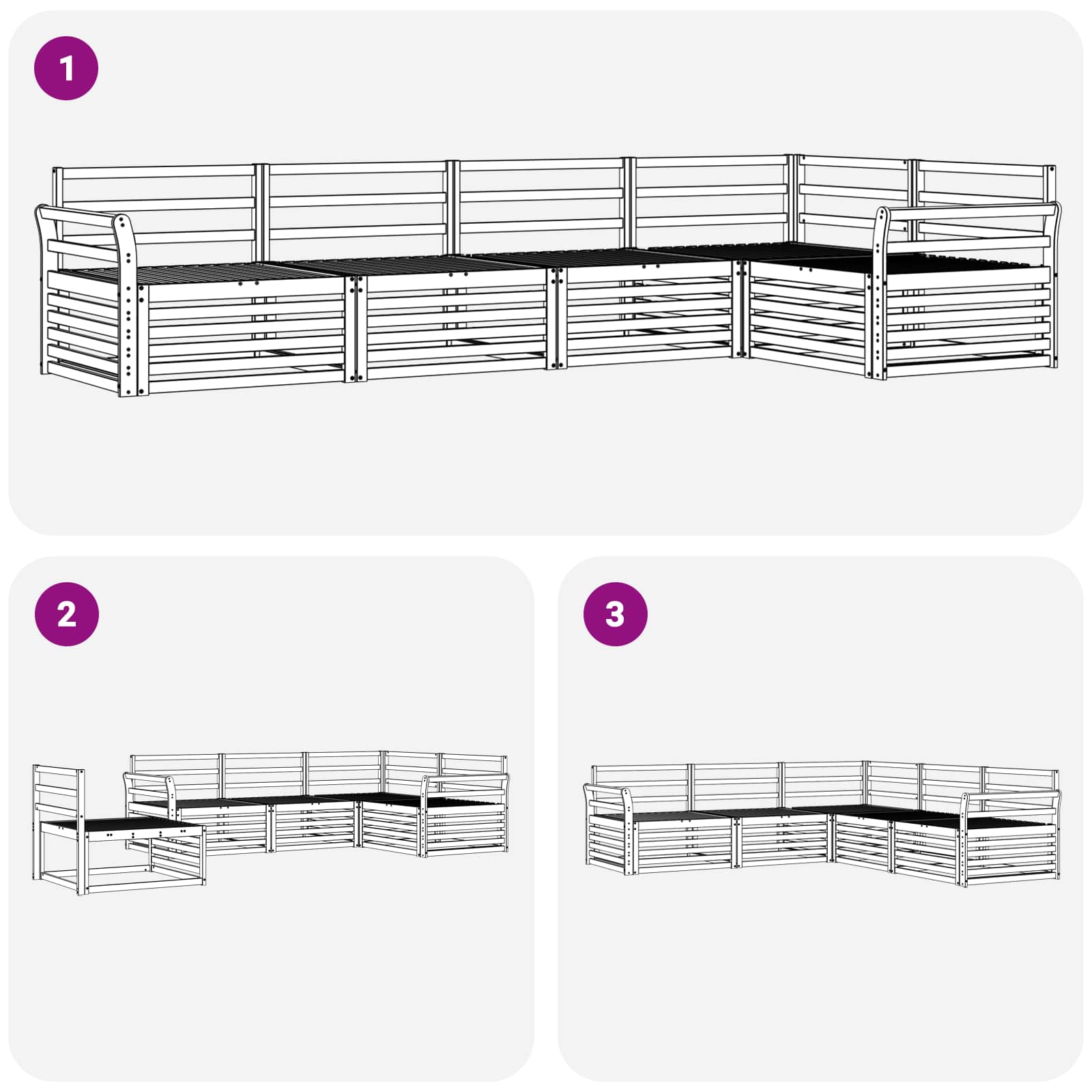 Utendørs sofa-sett 5 pcs Naturlig Solid akasietre vidaXL
