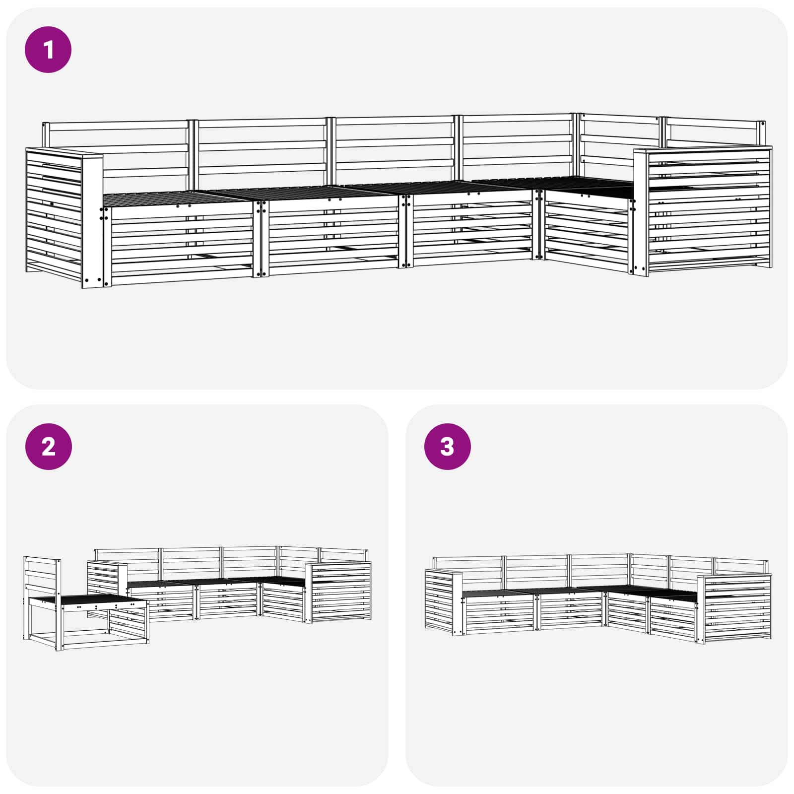 Utendørs sofa-sett 5 pcs Naturlig Solid akasietre vidaXL