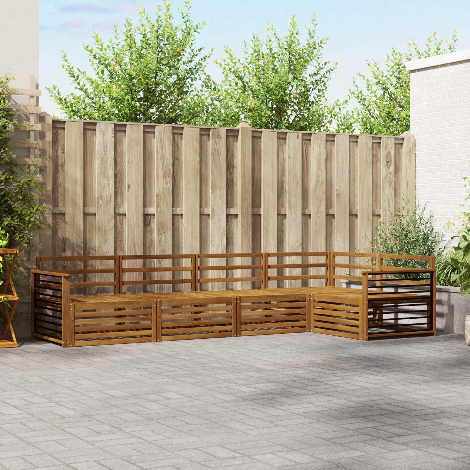 Utendørs sofa-sett 5 pcs Naturlig Solid akasietre vidaXL