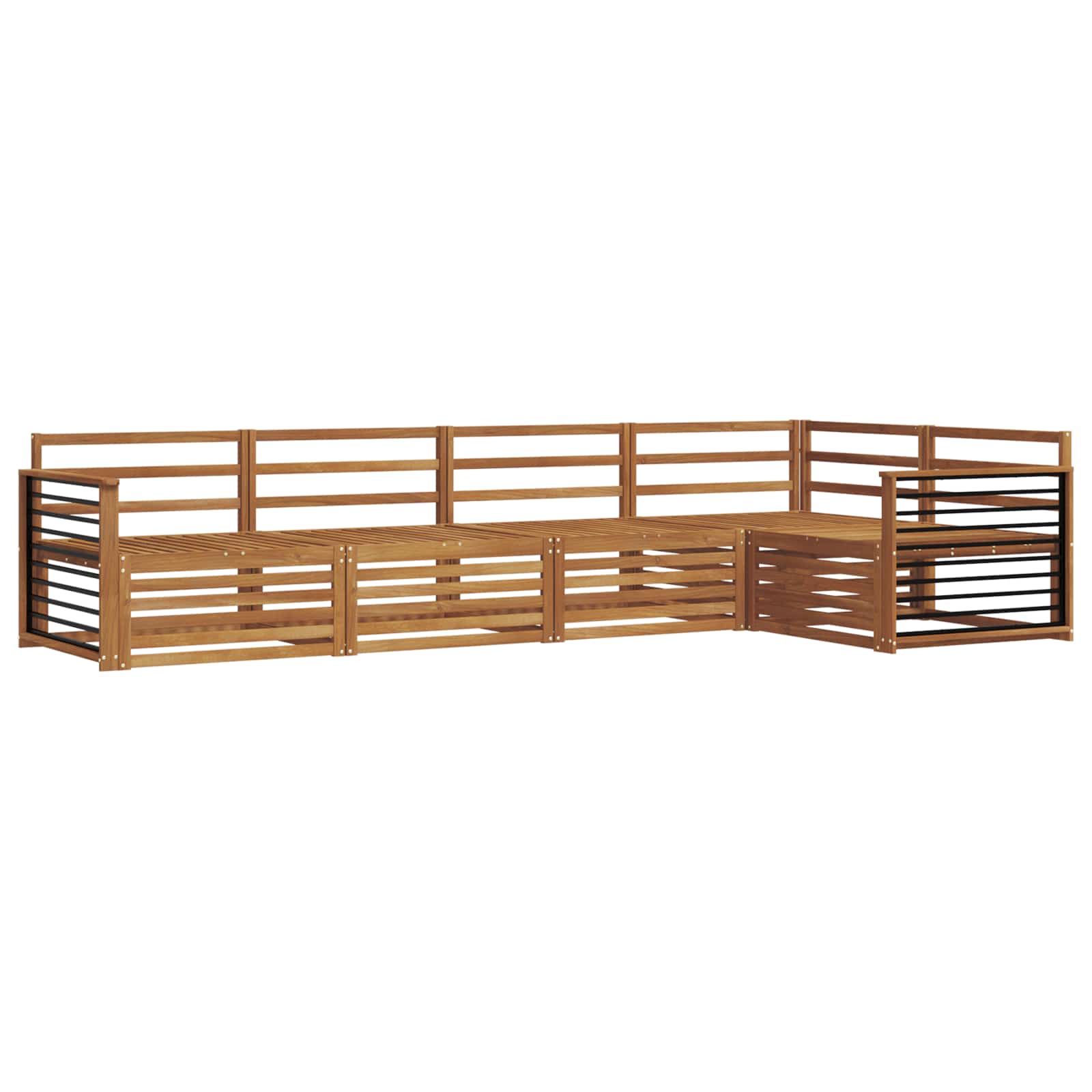 Utendørs sofa-sett 5 pcs Naturlig Solid akasietre vidaXL