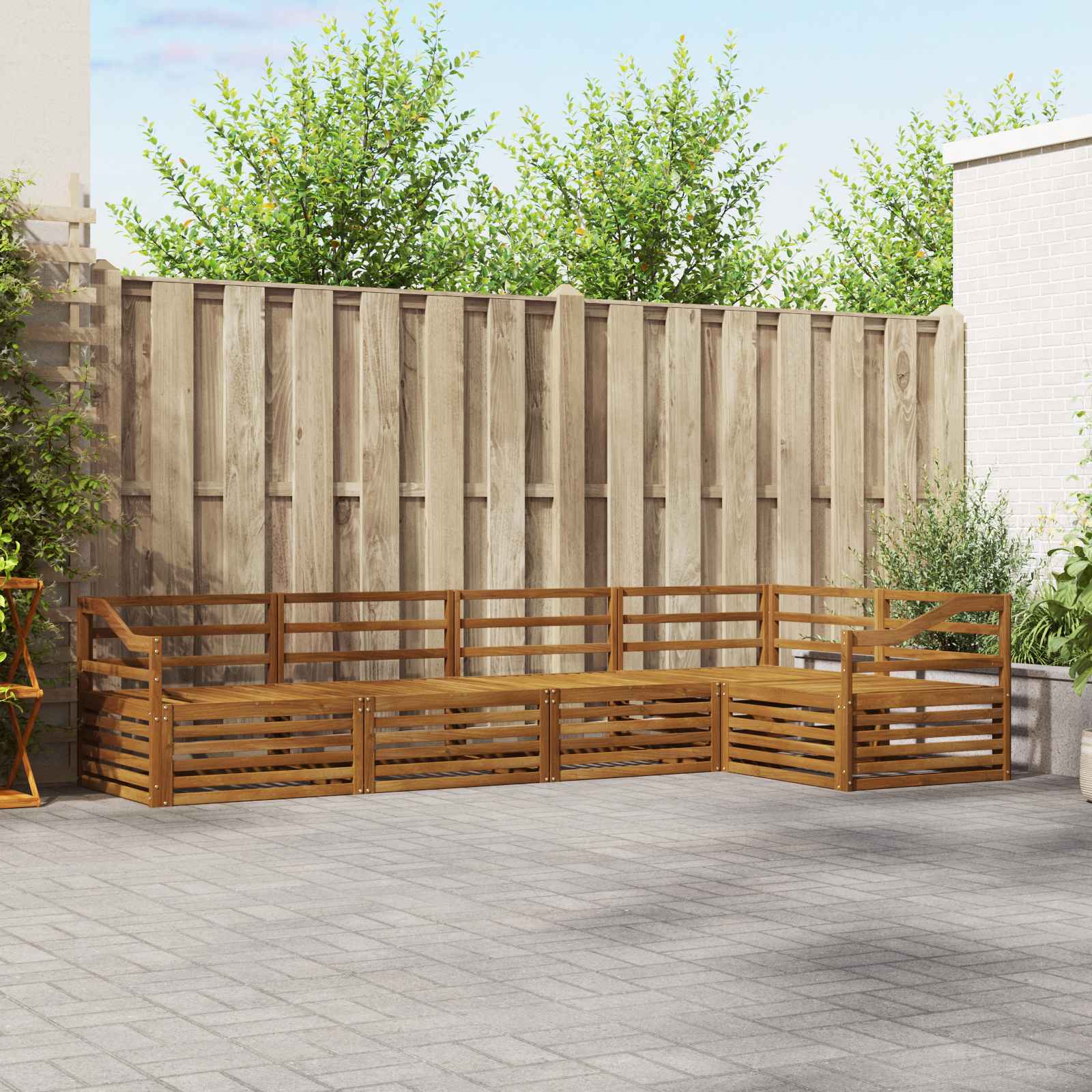 Utendørs sofa-sett 5 pcs Naturlig Solid akasietre vidaXL