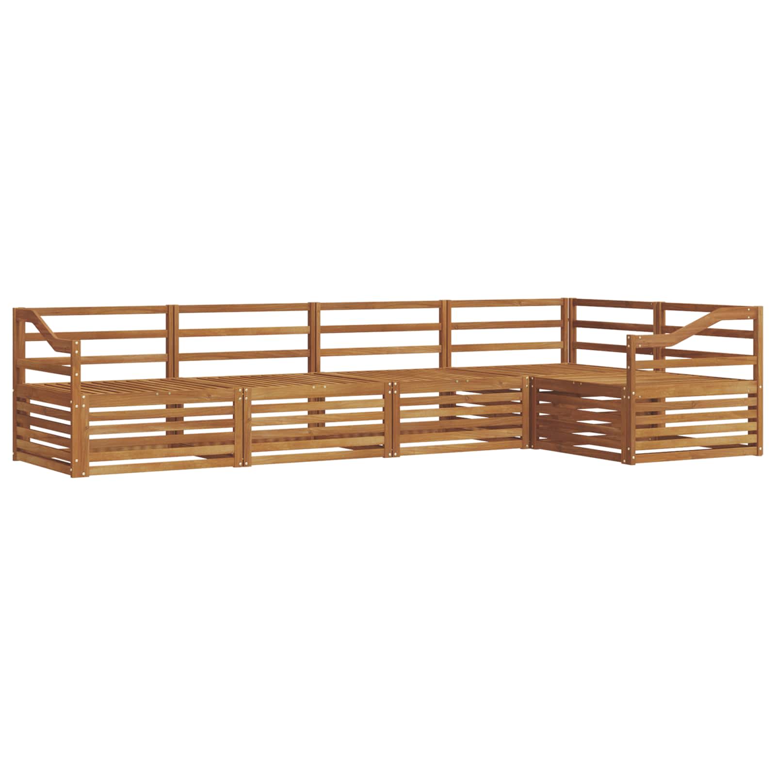 Utendørs sofa-sett 5 pcs Naturlig Solid akasietre vidaXL