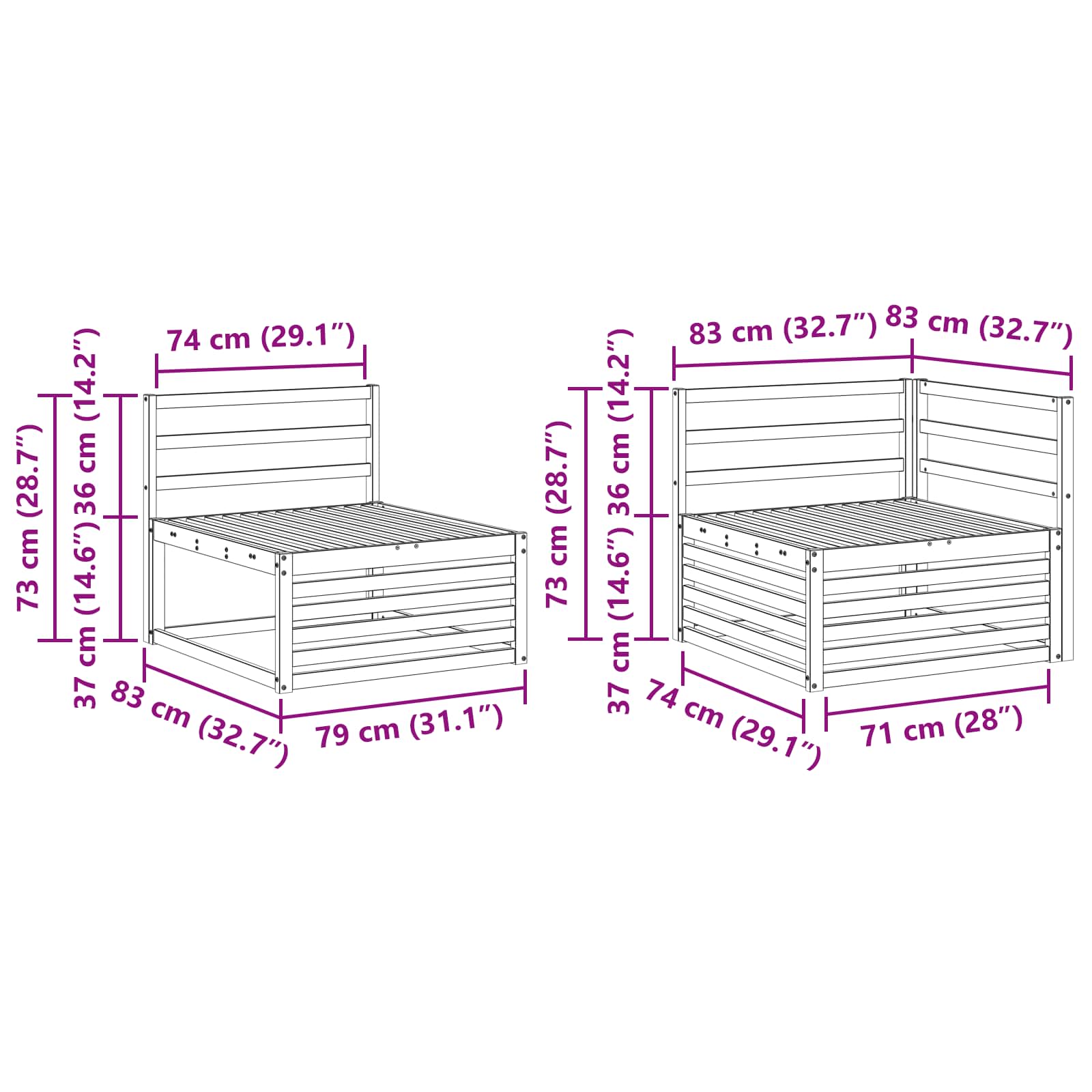 Utendørs sofa-sett 5 pcs Naturlig Solid akasietre vidaXL