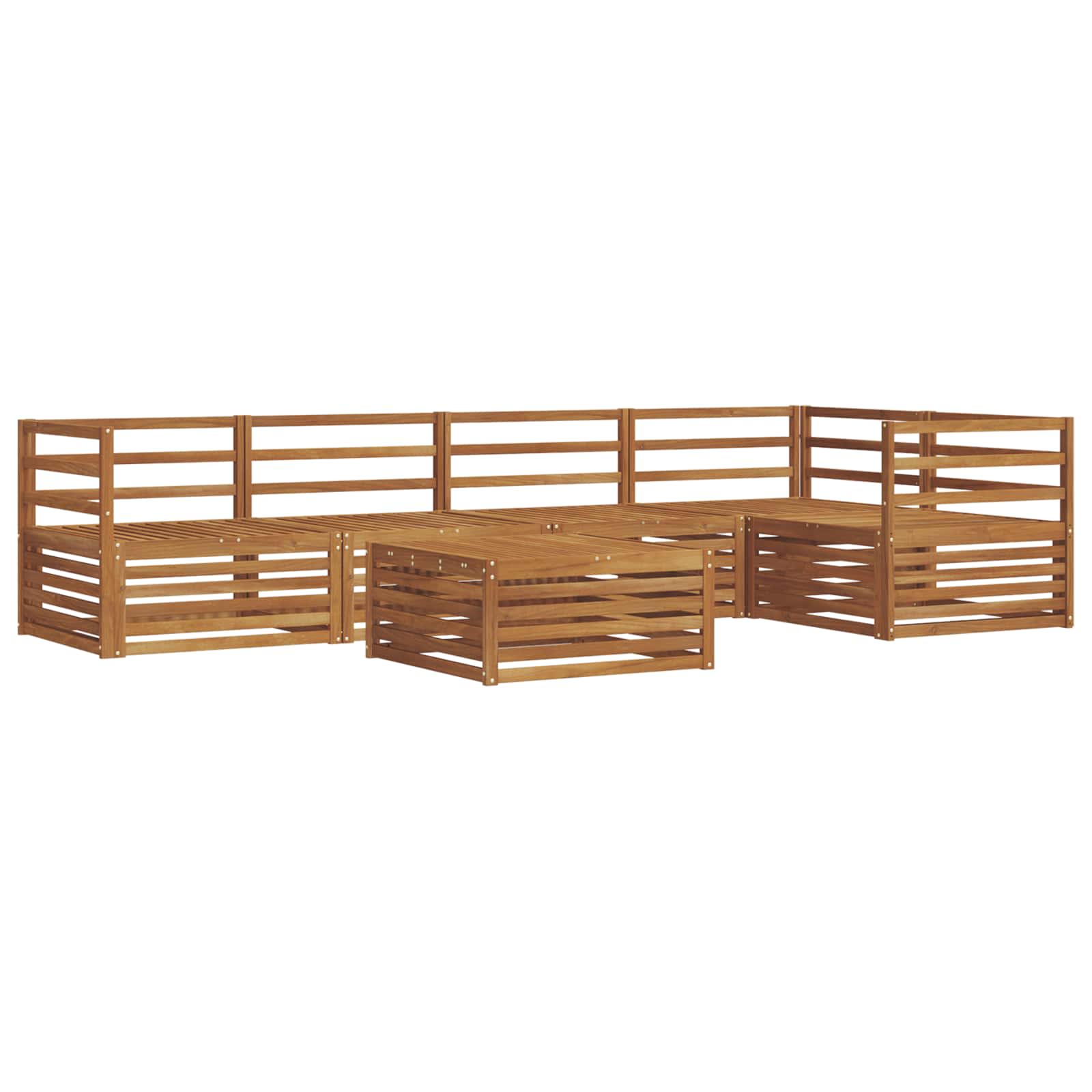 Utendørs sofa-sett 6 pcs Naturlig Solid akasietre vidaXL