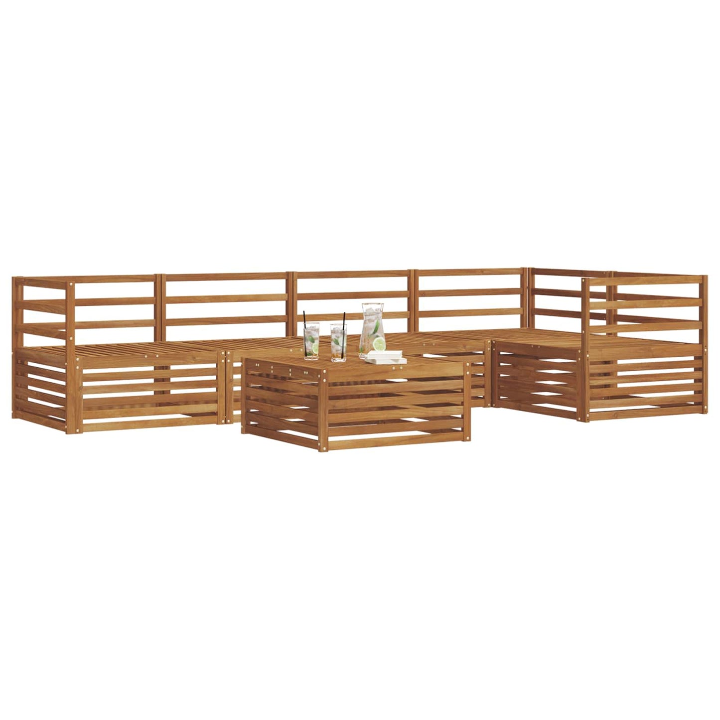 Utendørs sofa-sett 6 pcs Naturlig Solid akasietre vidaXL