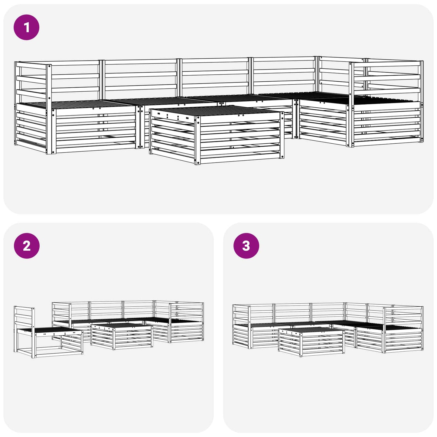 Utendørs sofa-sett 6 pcs Naturlig Solid akasietre vidaXL
