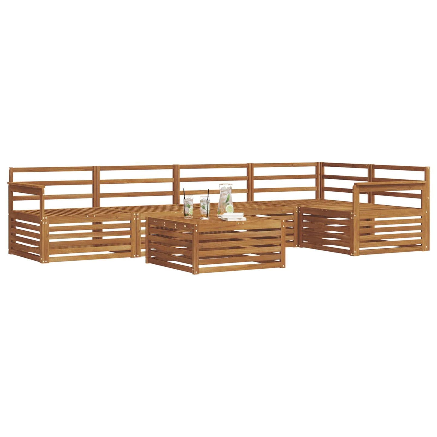 Utendørs sofa-sett 6 pcs Naturlig Solid akasietre vidaXL