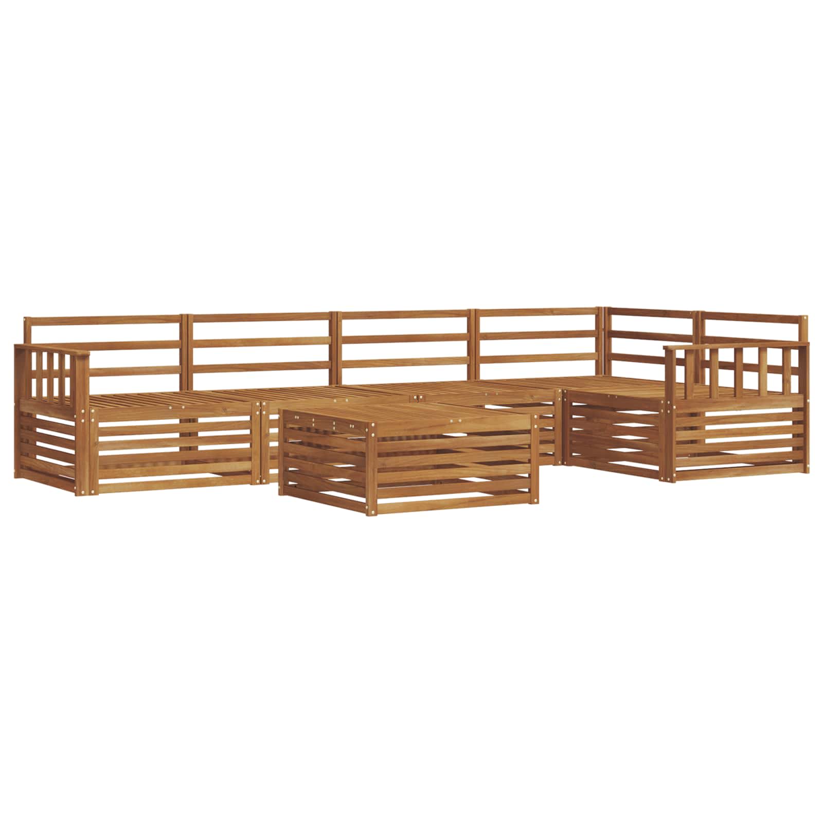 Utendørs sofa-sett 6 pcs Naturlig Solid akasietre vidaXL