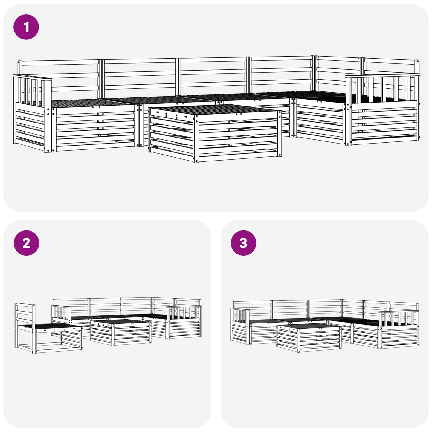 Utendørs sofa-sett 6 pcs Naturlig Solid akasietre vidaXL