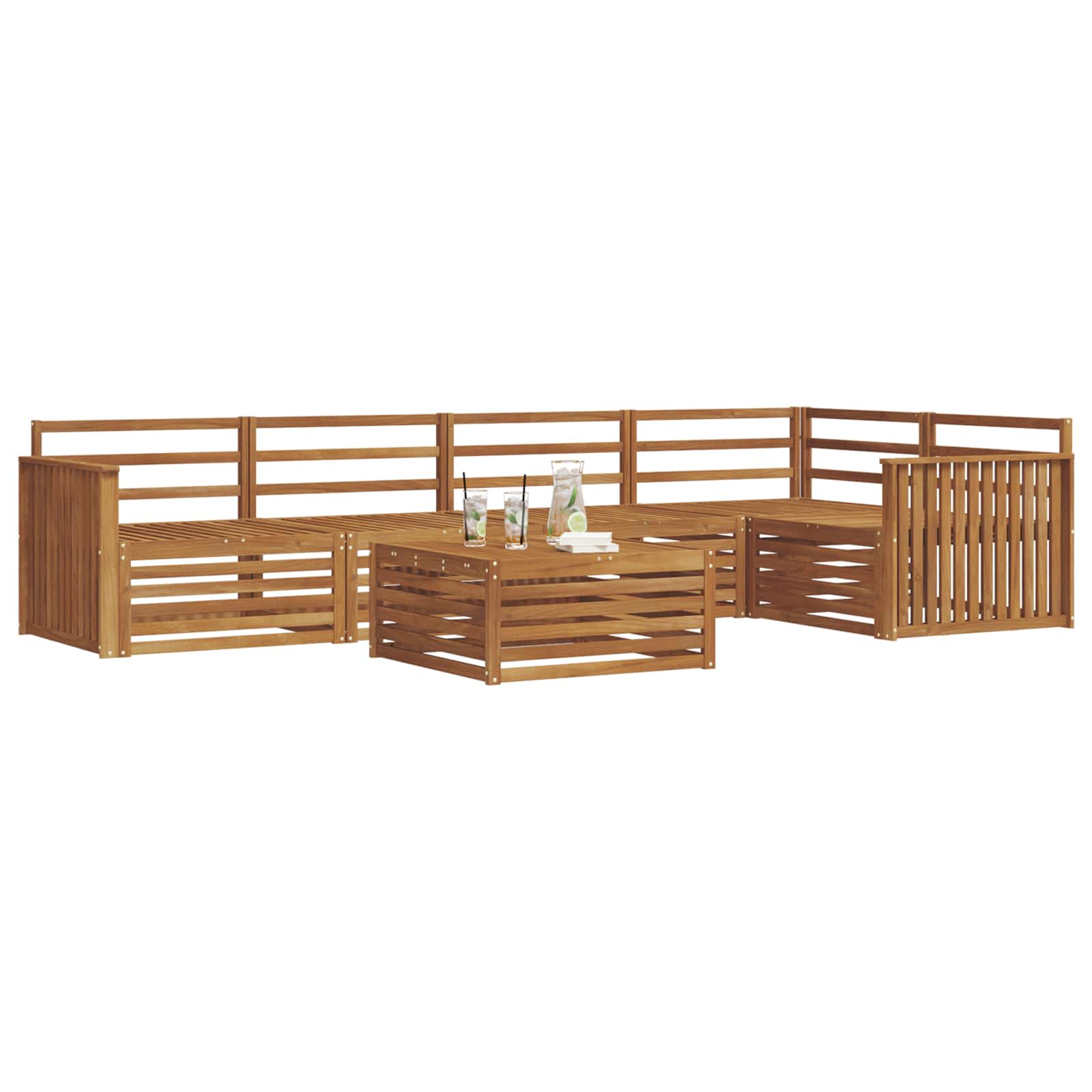 Utendørs sofa-sett 6 pcs Naturlig Solid akasietre vidaXL