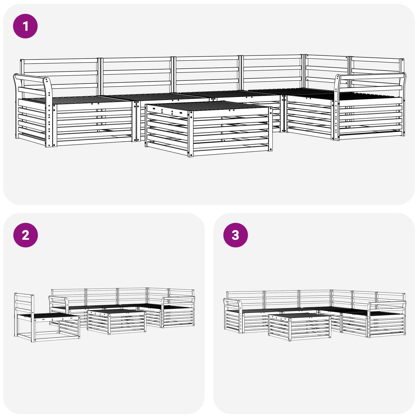 Utendørs sofa-sett 6 pcs Naturlig Solid akasietre vidaXL