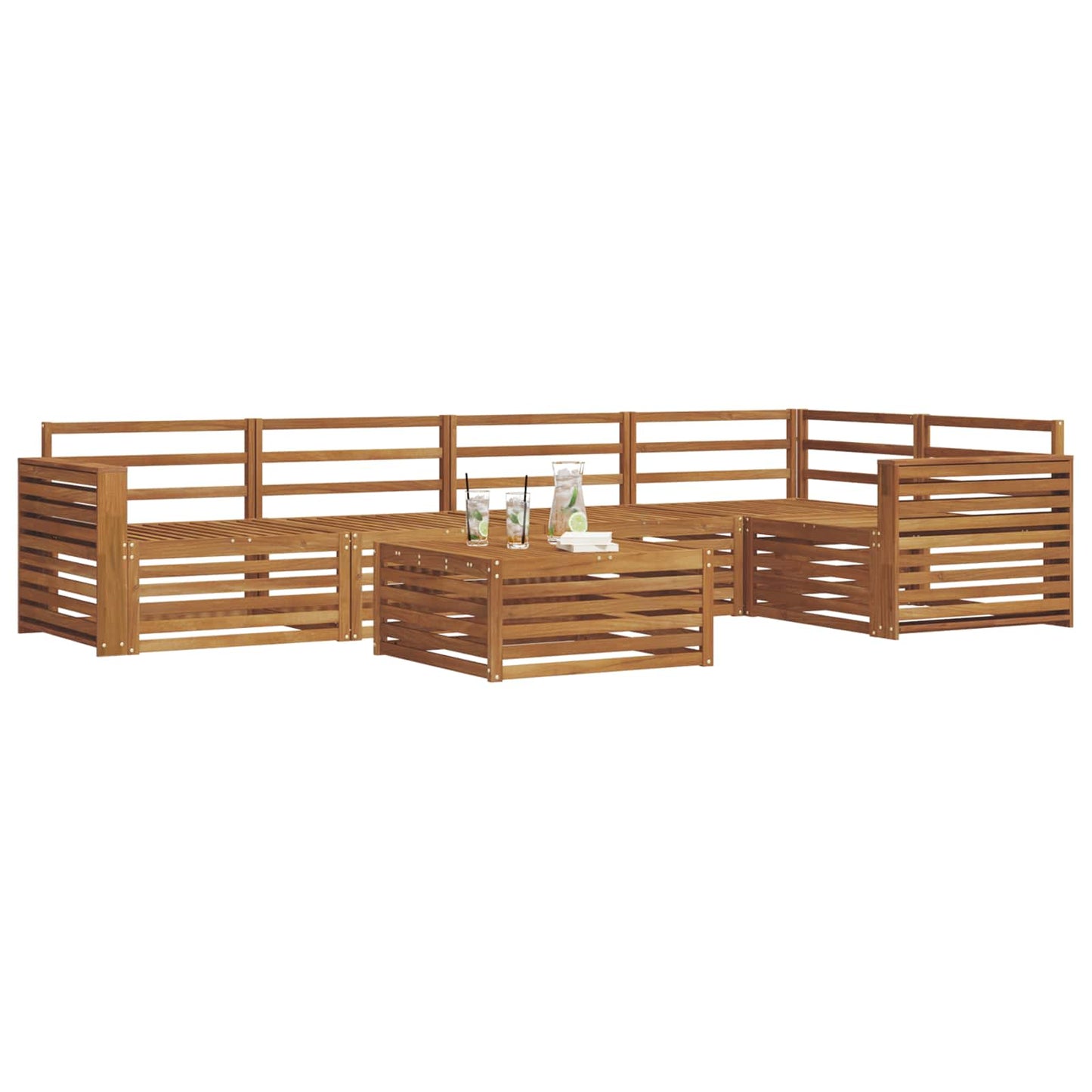 Utendørs sofa-sett 6 pcs Naturlig Solid akasietre vidaXL