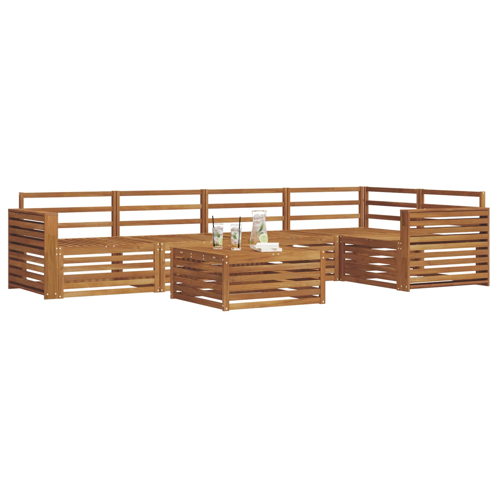 Utendørs sofa-sett 6 pcs Naturlig Solid akasietre vidaXL