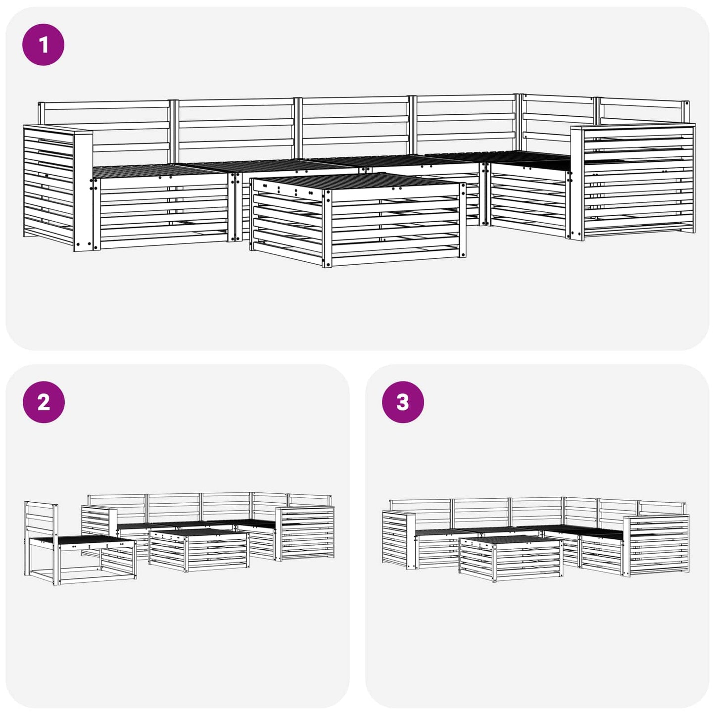 Utendørs sofa-sett 6 pcs Naturlig Solid akasietre vidaXL