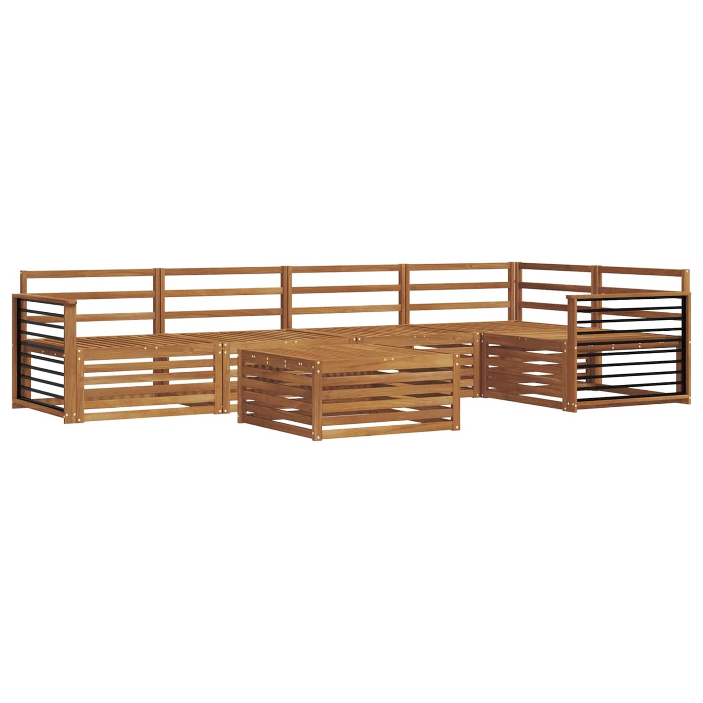 Utendørs sofa-sett 6 pcs Naturlig Solid akasietre vidaXL