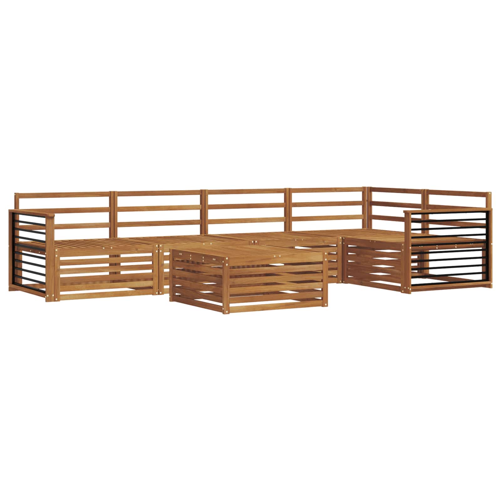 Utendørs sofa-sett 6 pcs Naturlig Solid akasietre vidaXL