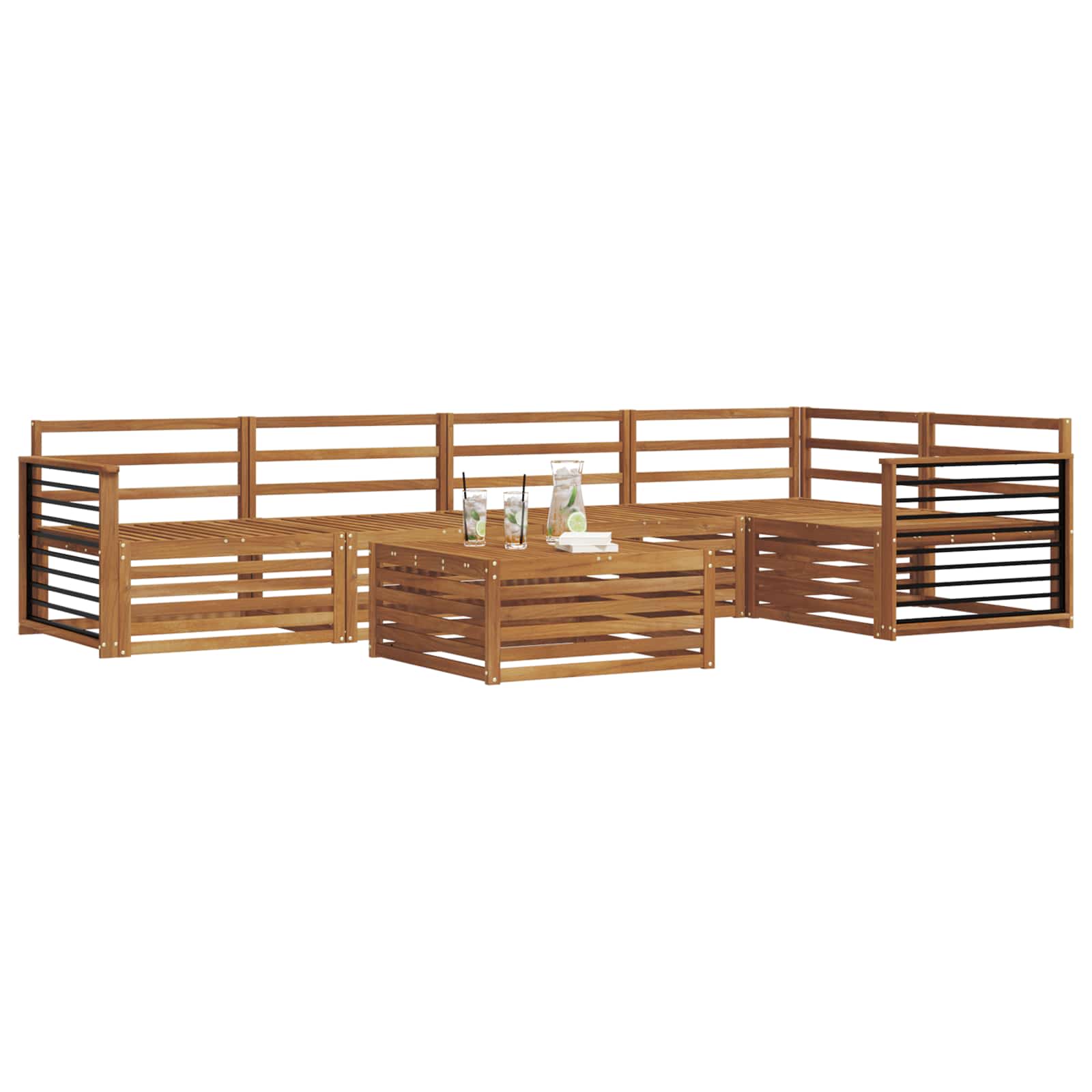 Utendørs sofa-sett 6 pcs Naturlig Solid akasietre vidaXL