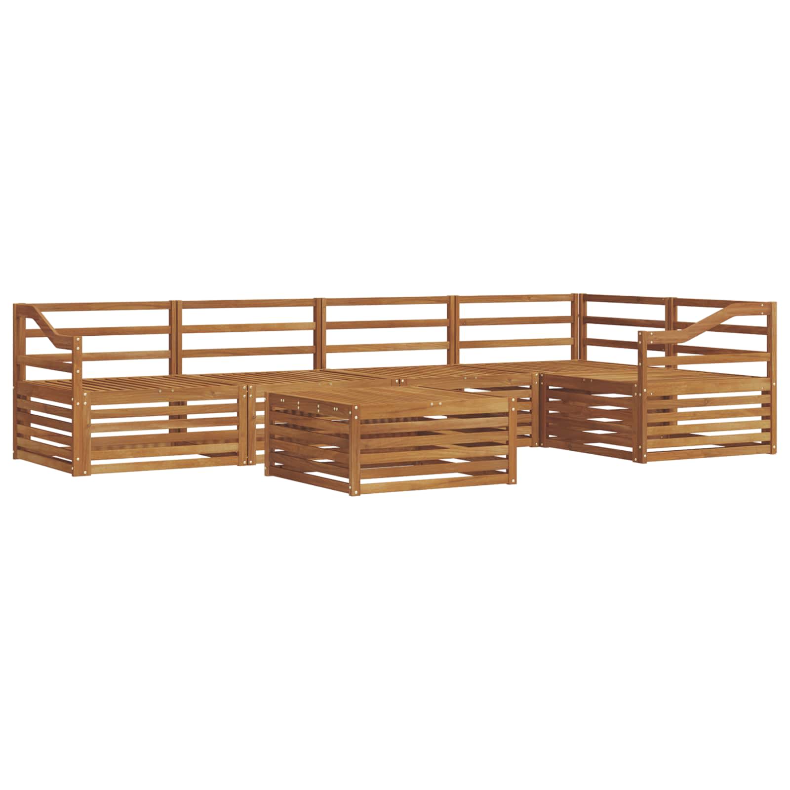 Utendørs sofa-sett 6 pcs Naturlig Solid akasietre vidaXL