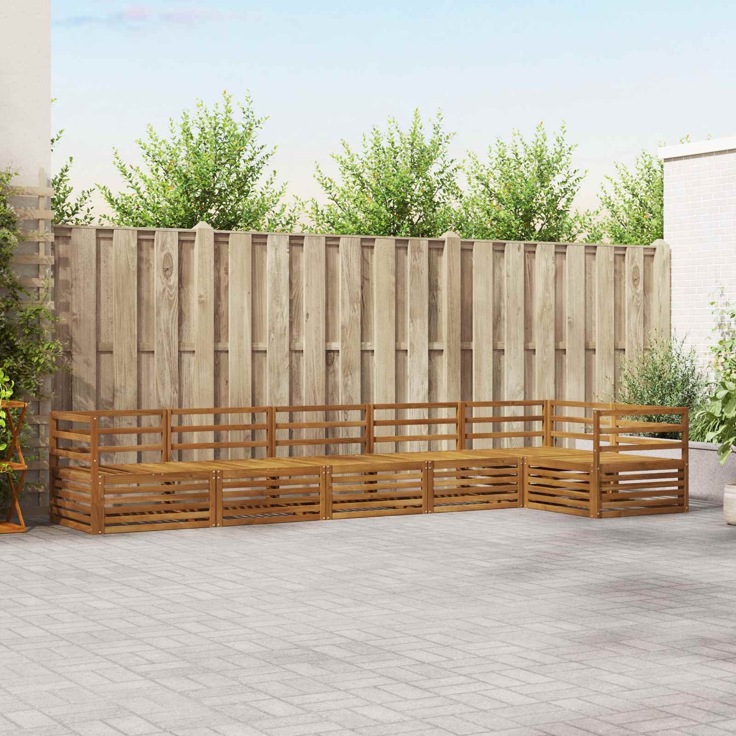 Utendørs sofa-sett 6 pcs Naturlig Solid akasietre