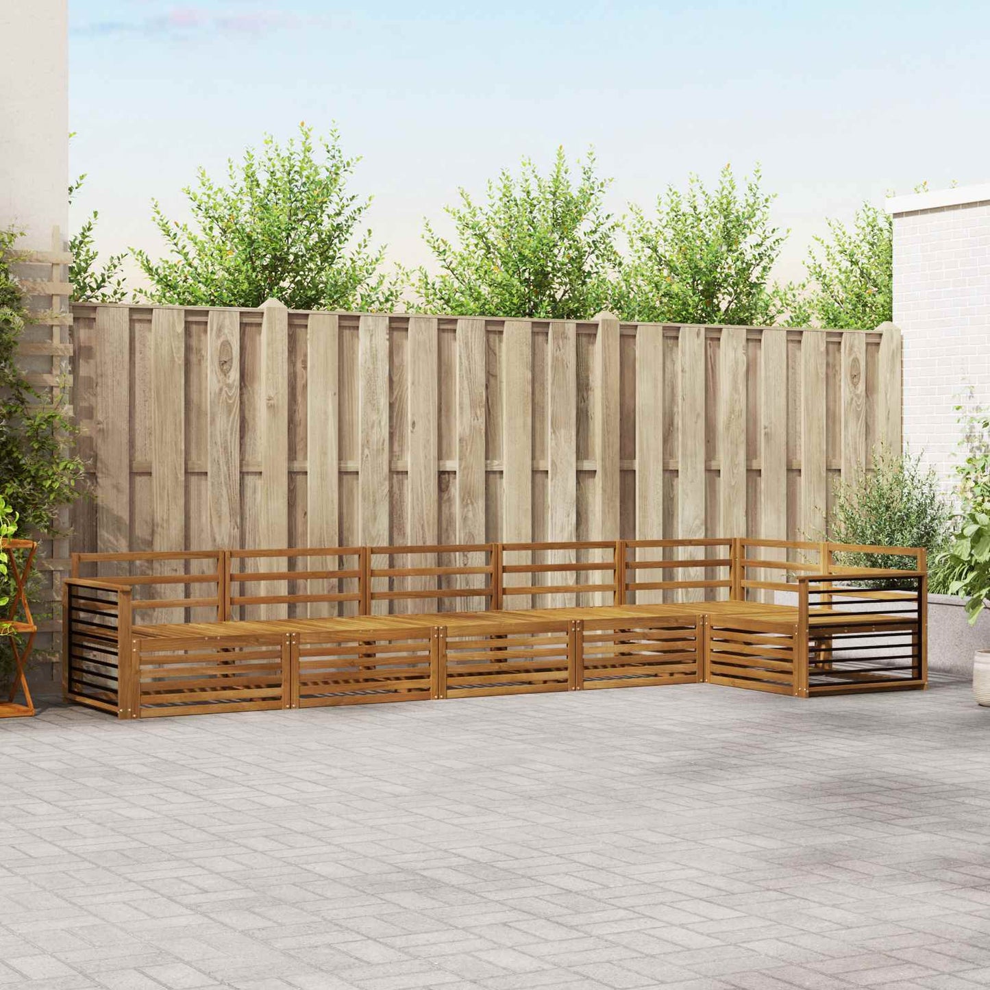 Utendørs sofa-sett 6 pcs Naturlig Solid akasietre