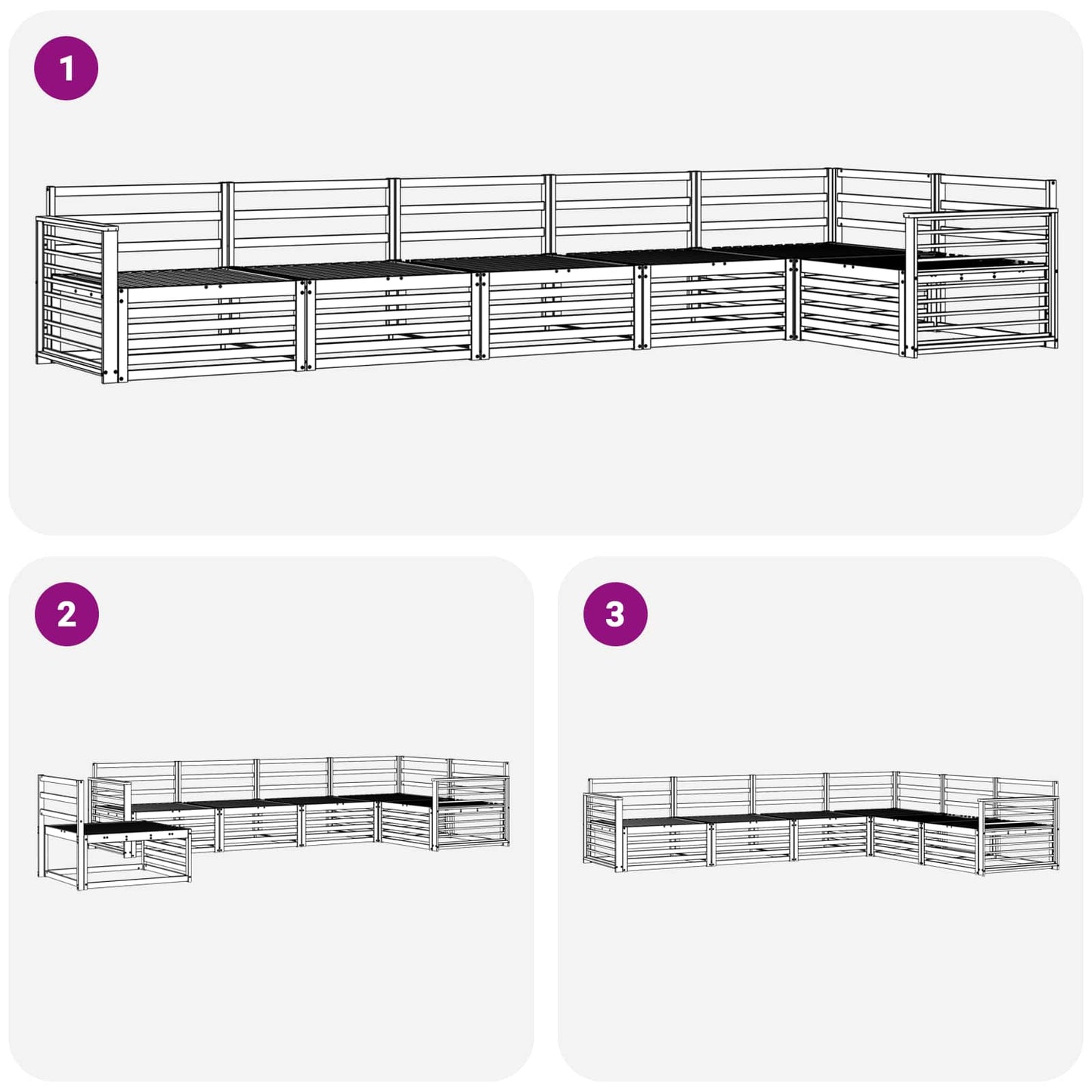 Utendørs sofa-sett 6 pcs Naturlig Solid akasietre