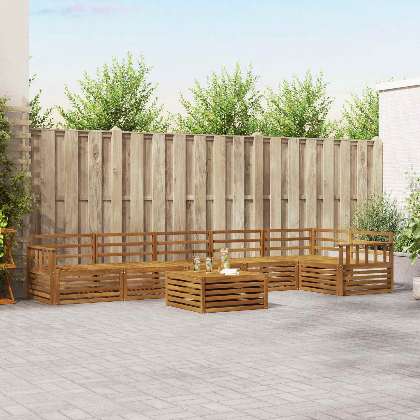 Utendørs sofa-sett 7 pcs Naturlig