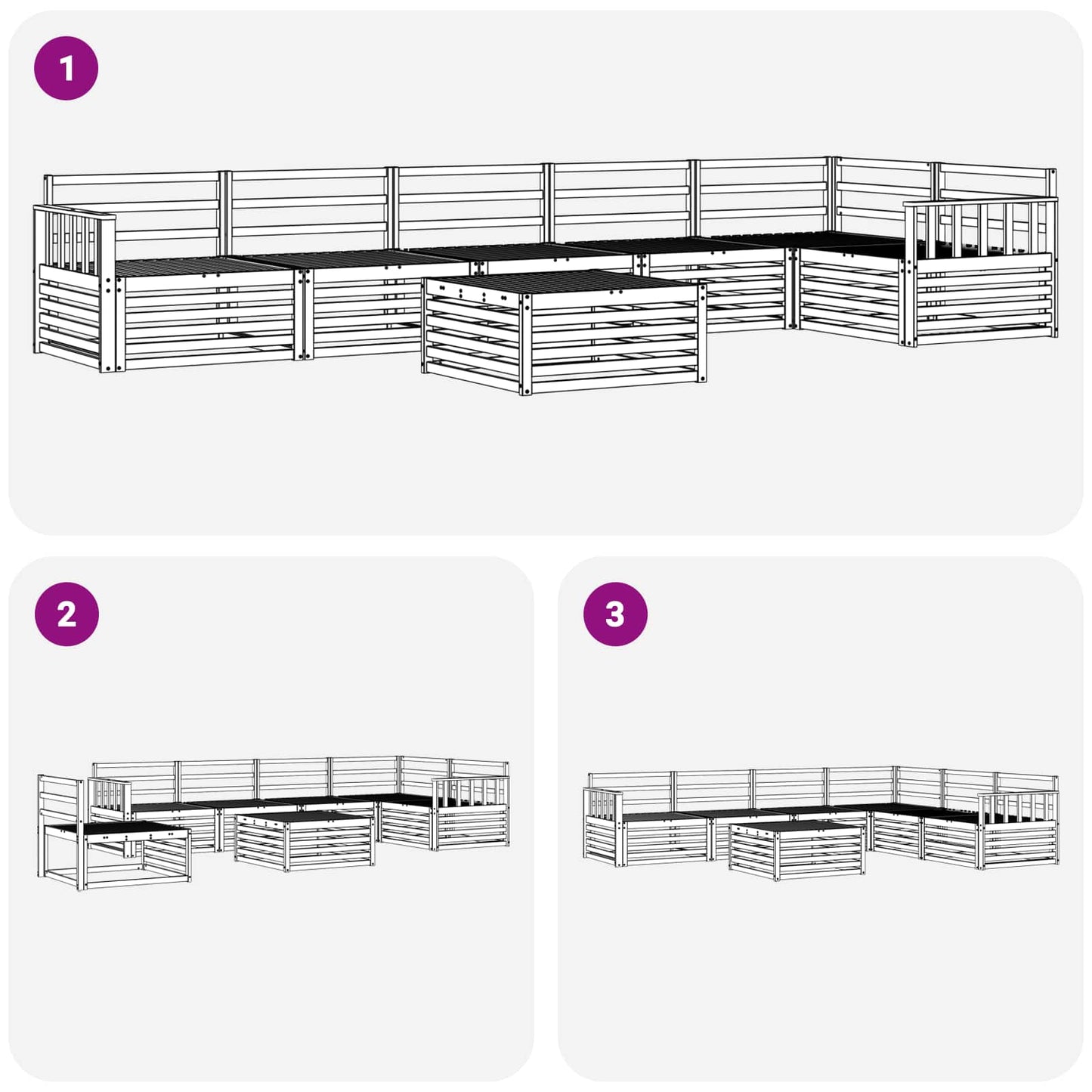 Utendørs sofa-sett 7 pcs Naturlig