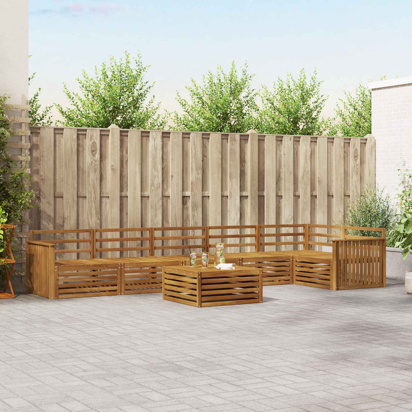 Utendørs sofa-sett 7 pcs Naturlig