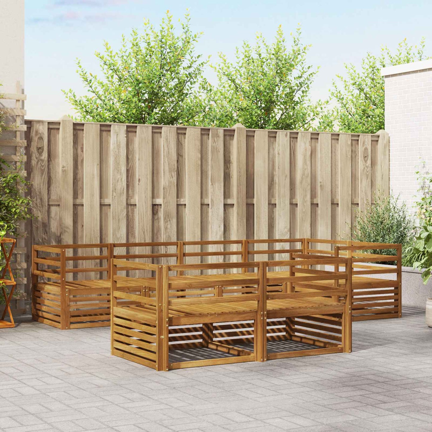 Utendørs sofa-sett 7 pcs Naturlig vidaXL