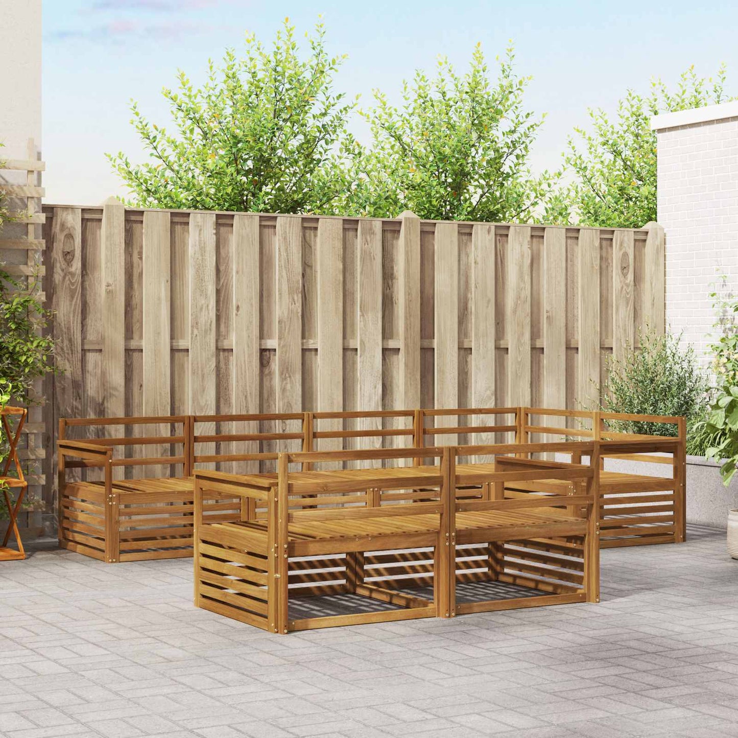 Utendørs sofa-sett 7 pcs Naturlig vidaXL