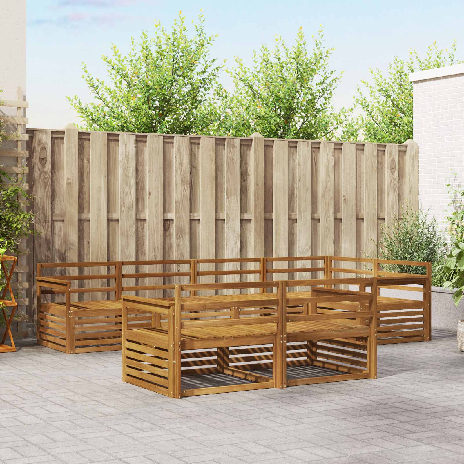 Utendørs sofa-sett 7 pcs Naturlig vidaXL