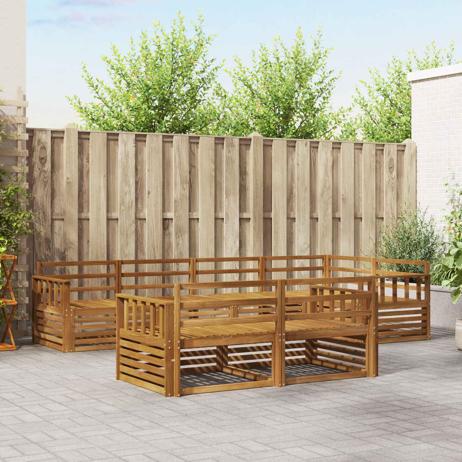 Utendørs sofa-sett 7 pcs Naturlig vidaXL