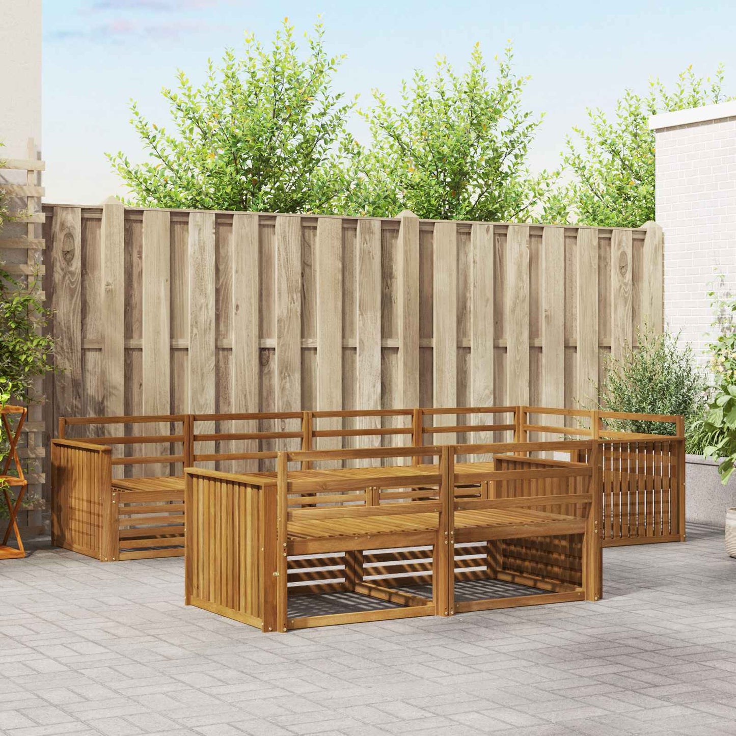 Utendørs sofa-sett 7 pcs Naturlig vidaXL