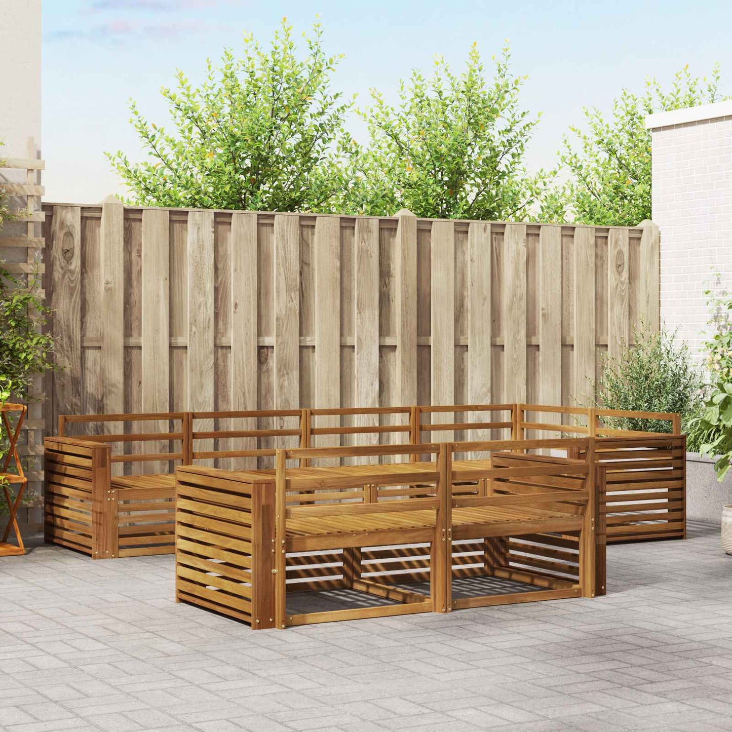 Utendørs sofa-sett 7 pcs Naturlig vidaXL